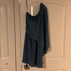Main Strip Blue One-Shoulder Dress
